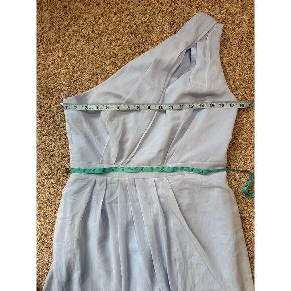 David's Bridal,  one shoulder,  Light Blue tulle;  size 12 womens - Picture 5 of 11